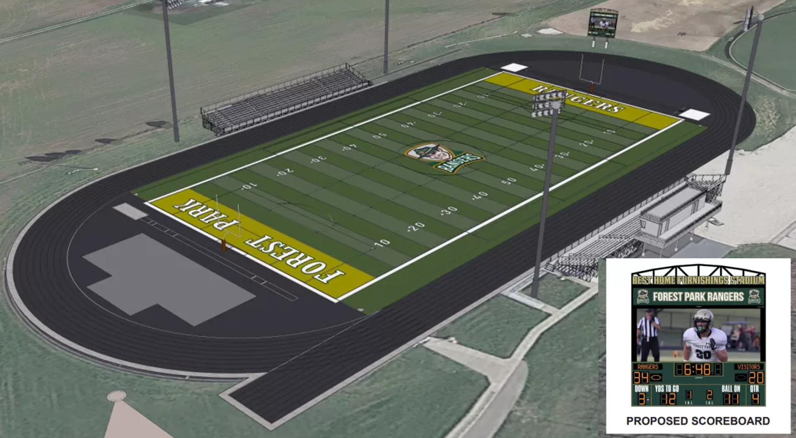 Plans for the new Best Home Furnishings Stadium at Forest Park High School